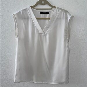 Miusol Women's Elegant White V-Neck Blouse